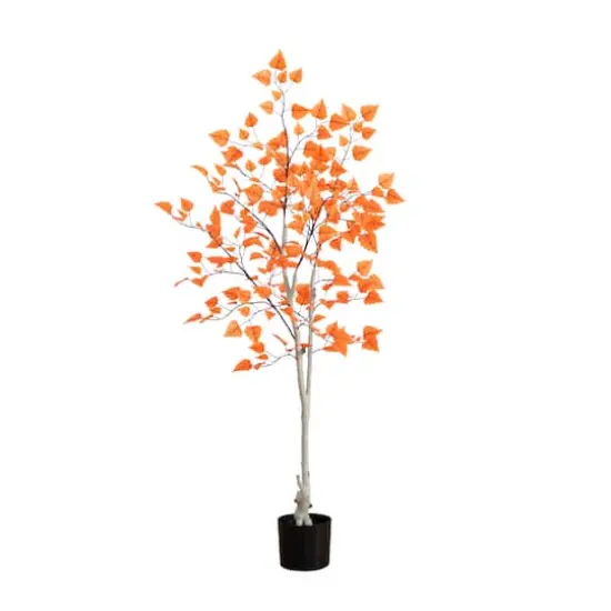 5ft. Autumn Paper Birch Artificial Fall Tree {1}