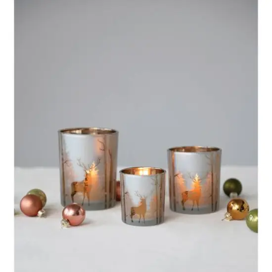 Hello Honey&reg; 5" Mercury Glass Candle Holder with Laser Etched Scene {4}