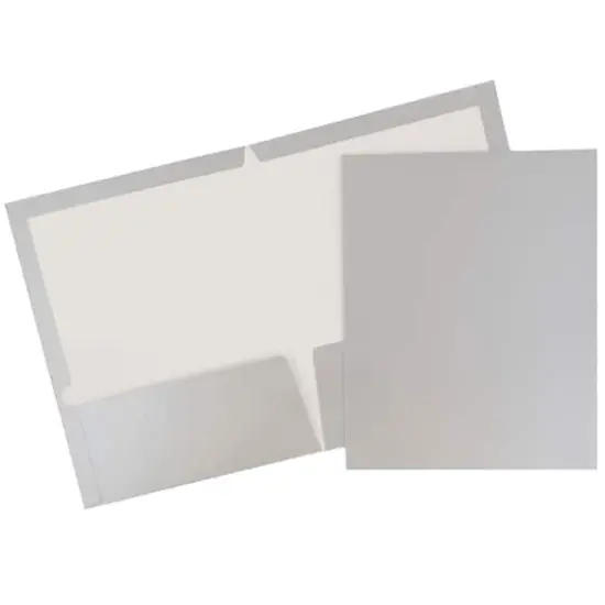 JAM Paper Laminated 2-Pocket Glossy Folders, 6ct. Silver {1}