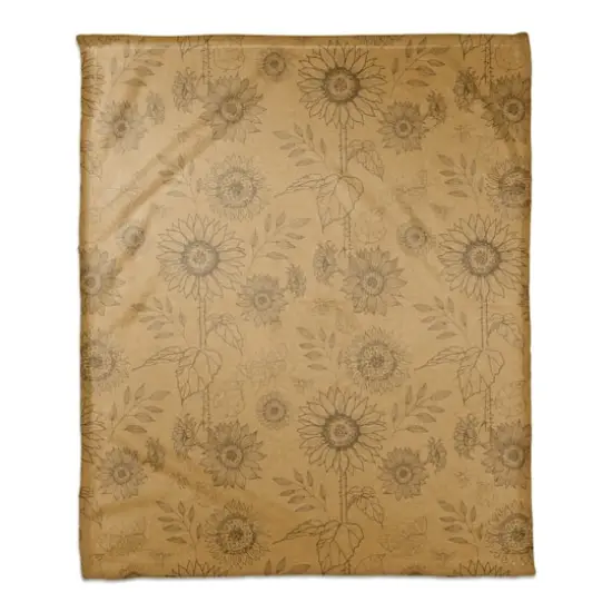 Sunflower Icons Coral Fleece Blanket Gold {1}