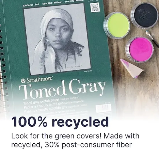 Strathmore Toned Sketch Paper Pad, 400 Series, 50 Sheets, 9" x 12", Gray {3}