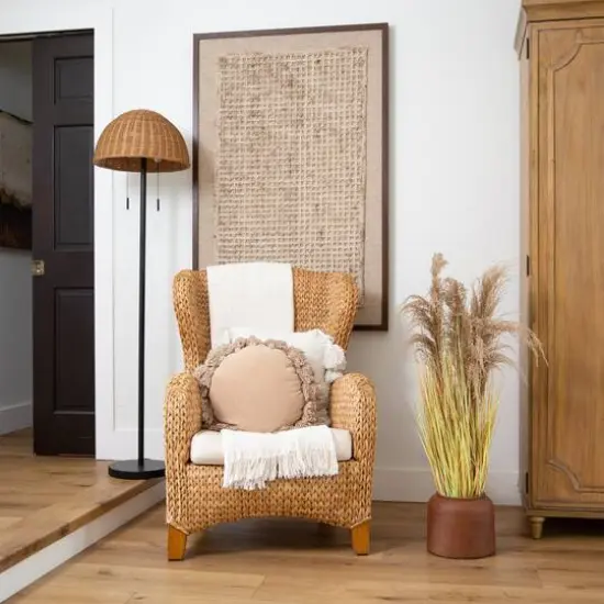 4ft. Golden Yellow, Green & Brown Potted Artificial Pampas Grass {8}