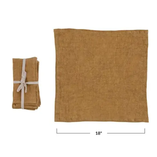 Hello Honey&reg; 18" Square Stonewashed Linen Dinner Napkins, 4ct. Mustard {6}