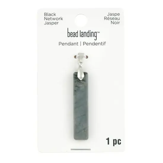 Black Network Agate Rectangle Pendant by Bead Landing&trade; {4}