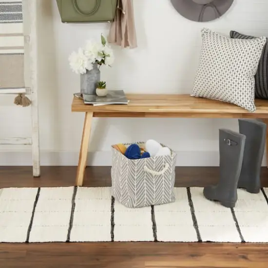 DII&reg; 11" Polyester Herringbone Storage Bin Gray {4}