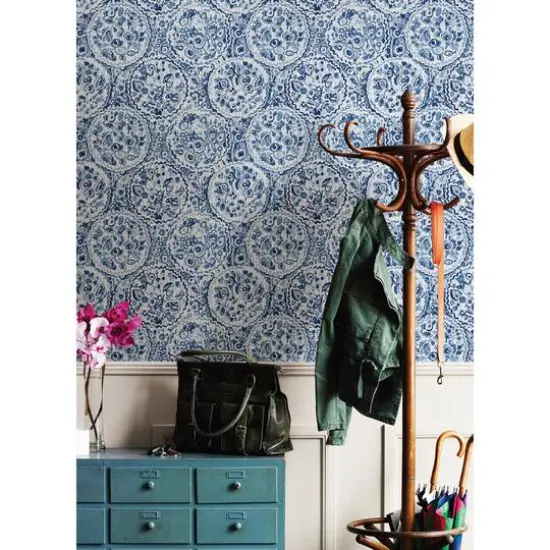 Caroline et Bettina Blue Camille Peel & Stick Wallpaper {4}