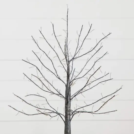 2ft. Pre-Lit Artificial Halloween Black Twig Tree with 210 Warm White Fairy Copper Wire LED Lights {5}