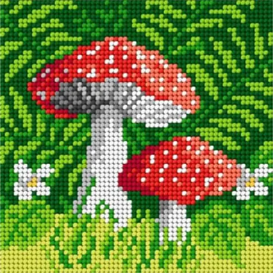 Orchidea Needlepoint Canvas For Halfstitch Without Yarn Toadstools - Printed Tapestry Canvas {1}