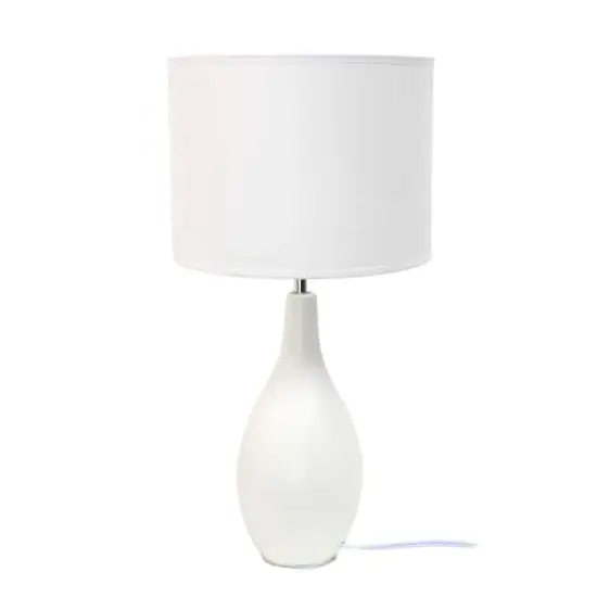 Simple Designs Oval Bowling Pin Base Ceramic Table Lamp Off White {7}