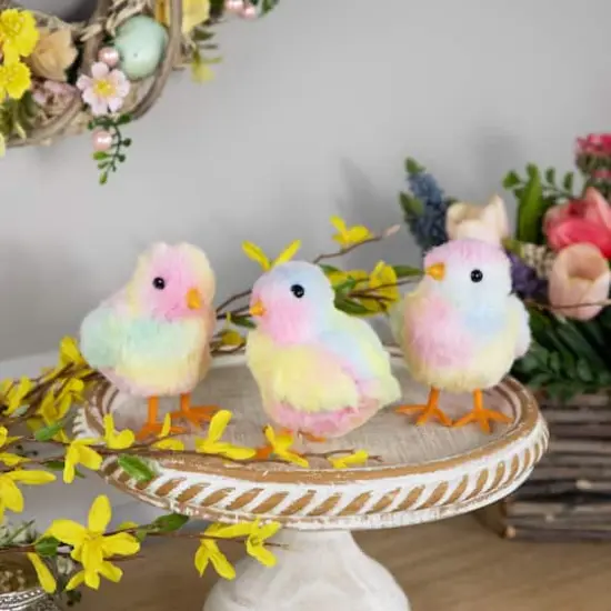 4.5" Plush Tie Dye Easter Chick Figurines, 3ct. {3}