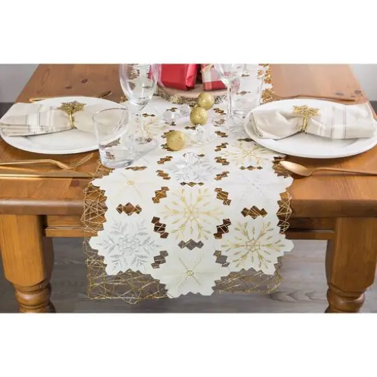 DII&reg; 108" Snowflakes Embroidered Table Runner {12}