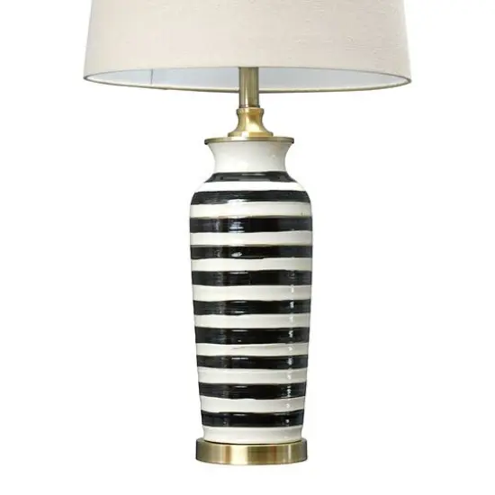 Hello Honey&reg; Black & White Striped Ceramic Table Lamp {5}