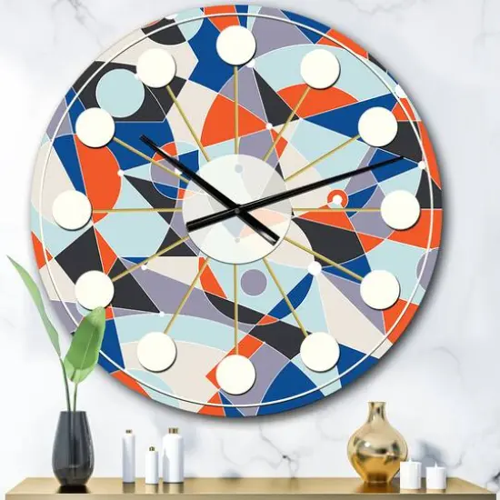 Designart 'Retro Geometric Grid Iv Mid-Century Modern Wall Clock {1}