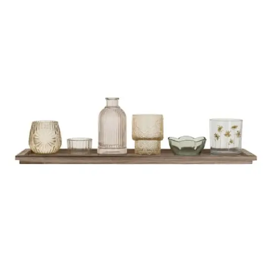 Hello Honey® Embossed Glass 5-Votive Candle Holders with Vase & Wood Tray {4}