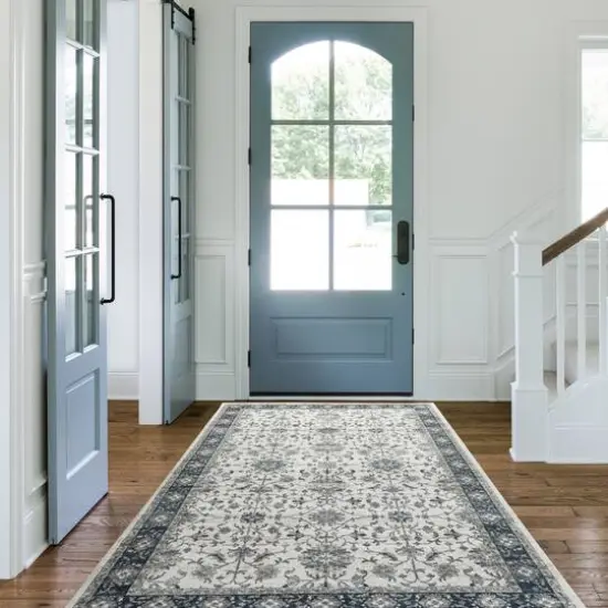 Glitzhome&reg; Ivory & Blue Oriental Area Rug {3}