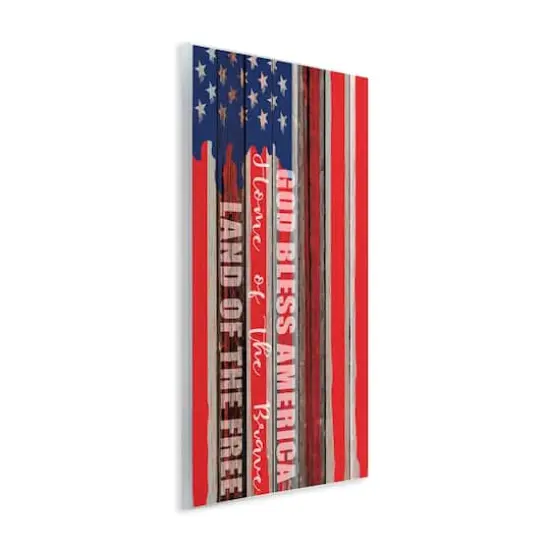 Stupell Industries God Bless America Wood Grain Flag Red White Blue Americana Wall Plaque Art {4}