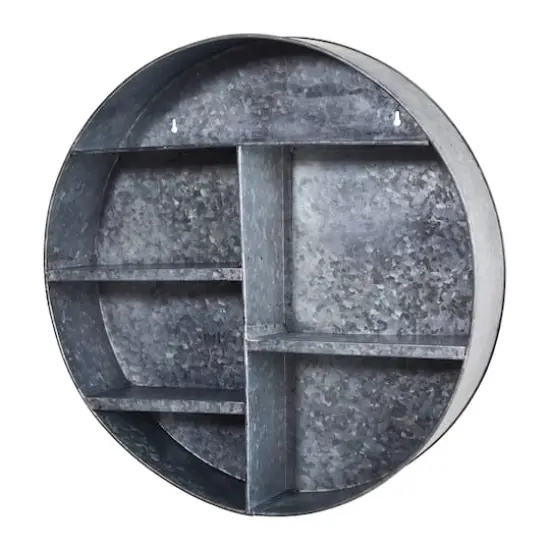 18" Galvanized Circular Metal Wall Mounted Shelf with Four Tier Shelves {4}