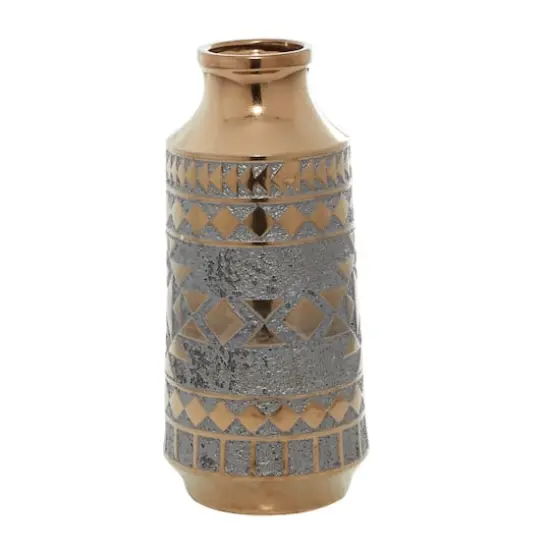 Gold Porcelain Contemporary Vase 18" x 8" x 8" {3}