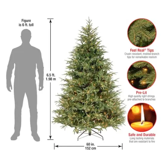 6.5 ft. Pre-Lit Frasier Grande Full Artificial Christmas Tree, Clear Lights {6}