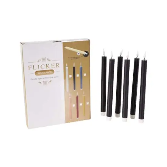 11" Flameless Wax Candles with Remote Control, 6ct. Black {1}