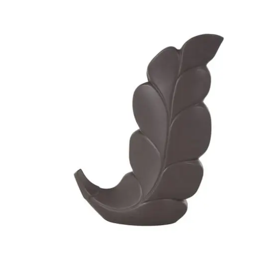 19" Black Slanted Ceramic Leaf Vase {7}
