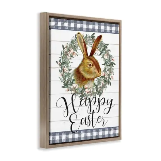 Stupell Industries Easter Bunny Wreath Phrase Floater Framed Art Brown {4}