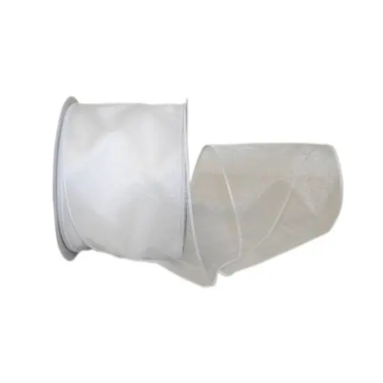 JAM Paper 4" x 30yd. Sheer Wired Ribbon Ivory {2}