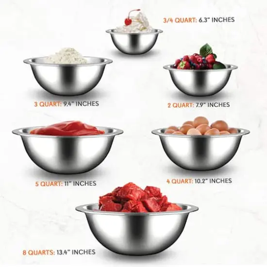 Nutrichef Stainless Steel Mixing Bowl Set {4}