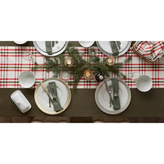 DII® 108" Jolly Tree Collection Nutcracker Plaid Table Runner {11}