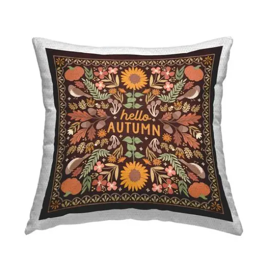 Stupell Industries Hello Autumn on Brown Outdoor Printed Pillow {1}