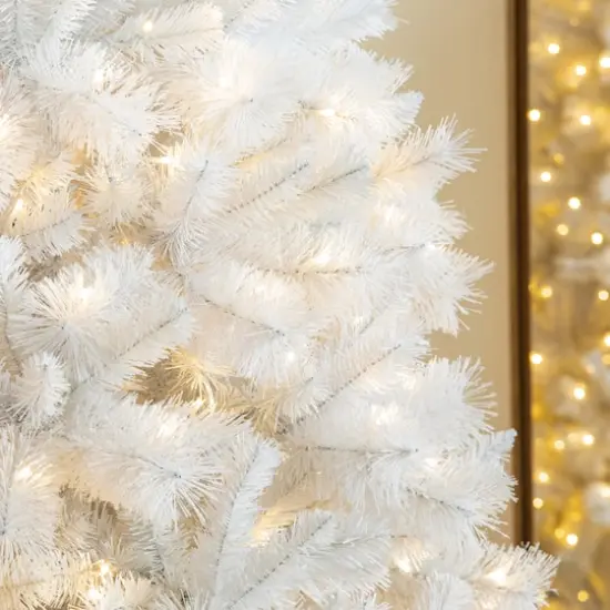 8ft. Pre-Lit White Pine Artificial Christmas Tree, Warm White Lights {7}