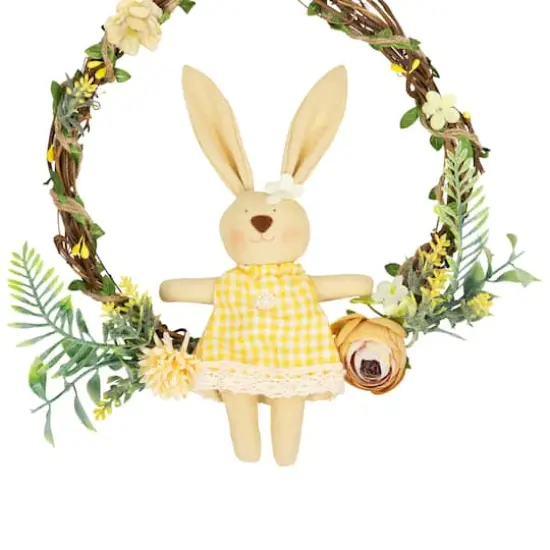 10" Bunny with Flowers Artificial Easter Twig Wreath {4}