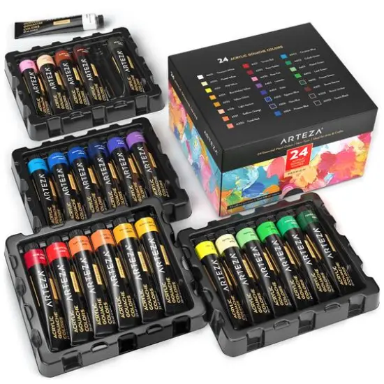 Arteza&reg; 24 Color Acrylic Gouache Paint Set {1}