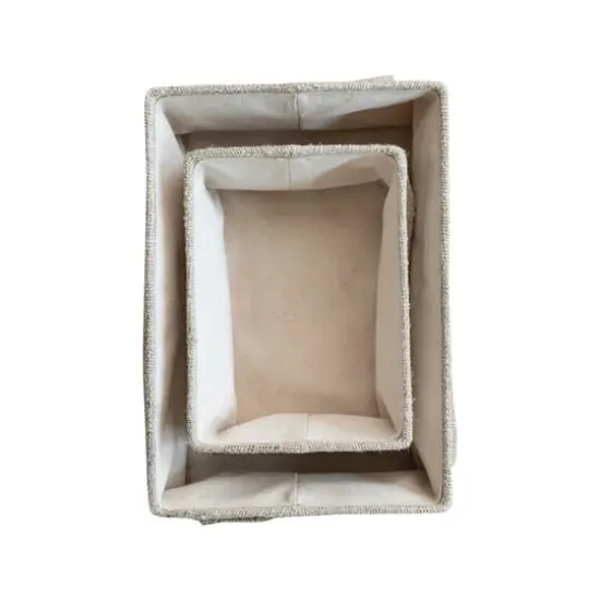 Hello Honey&reg; Large Natural Rectangular Hemp Fiber & Metal Bin with Cotton Canvas Lining & Handle {7}