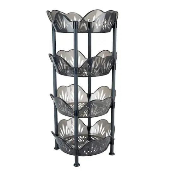 Kitchen Details Smoke Gray 4-Tier Large Basket Shelf {1}