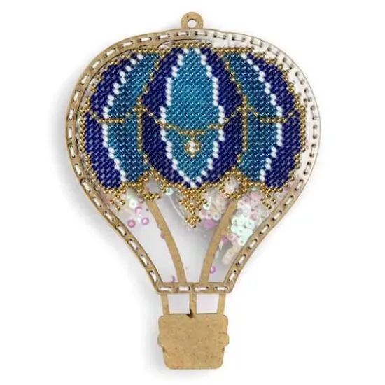 Wonderland Crafts Blue Hot Air Balloon Christmas Ornament Bead Embroidery Kit {6}