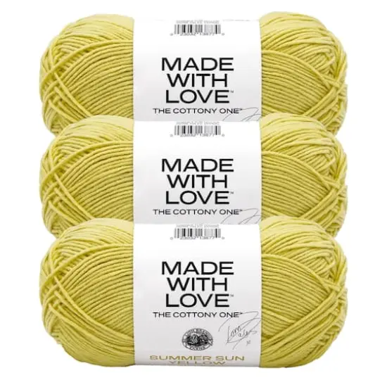 3 Pack Lion Brand&reg; Tom Daley Made with Love&trade; The Cottony One&trade; Yarn Summer Sun Yellow {1}