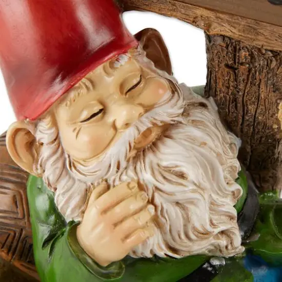Welcome Gnome Solar Statue 8" x 5" x 7.5" {5}