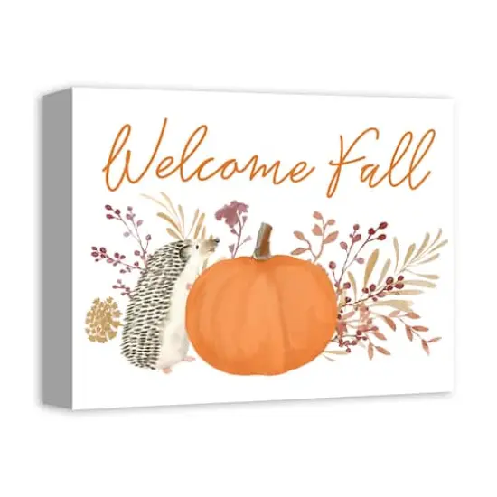 Welcome Fall Hedgehog Canvas Wall Art {3}