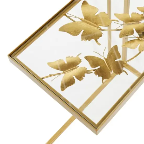 25" Gold Metal Contemporary Accent Table {5}