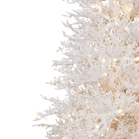 7.5ft. Pre-Lit Flocked Twig Artificial Christmas Tree, Warm White LED Lights {6}