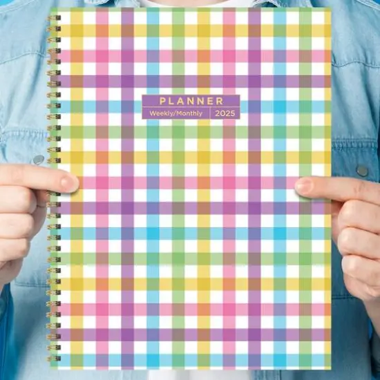 TF Publishing 2025 Large Madras Plaid Weekly Monthly Spiral Planner {8}