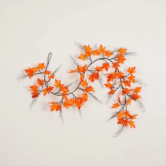 6ft. Pre-Lit Autumn Maple Artificial Fall Garland with 54 Warm White LED Lights {8}