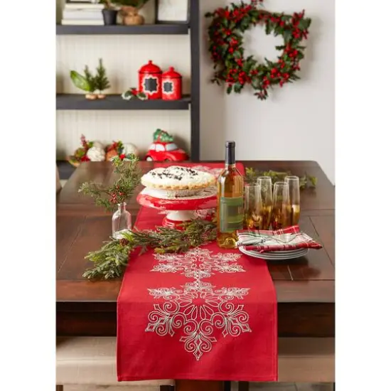 DII&reg; 70" Sparkle Snowflakes Embroidered Table Runner {6}