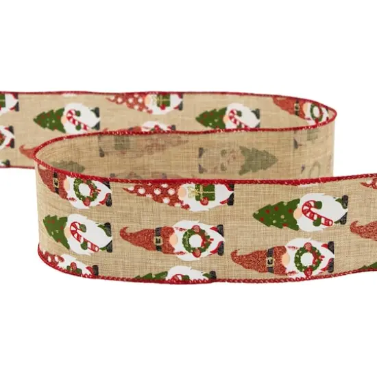 2.5" x 10yd. Burlap Wired Gnome Craft Christmas Ribbon {6}