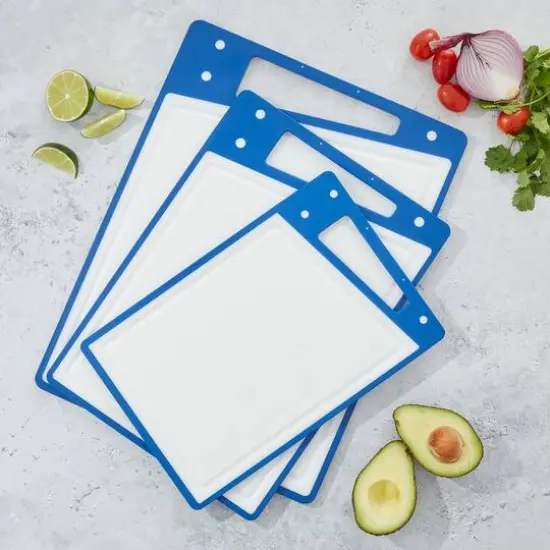 JoyJolt&reg; Cutting Board Set White and Blue {7}