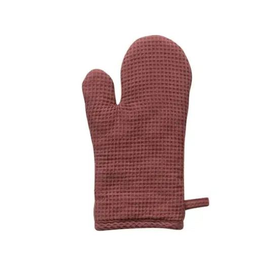 Hello Honey® Woven Linen & Cotton Waffle Hot Pad Mitt Berry {1}