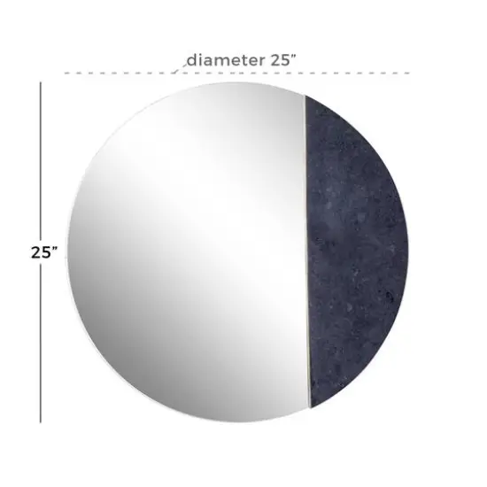 28" Black Contemporary Marble Wall Mirror {6}