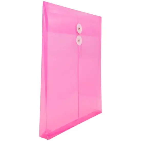 JAM Paper Letter Size Plastic Envelopes with Button & String Tie Closure, 12ct. Fuchsia {5}