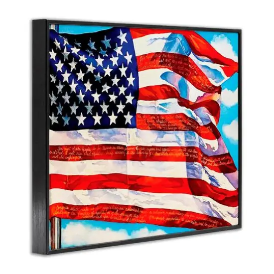 Stupell Industries Windblown American Flag Framed Giclee Art Black {4}